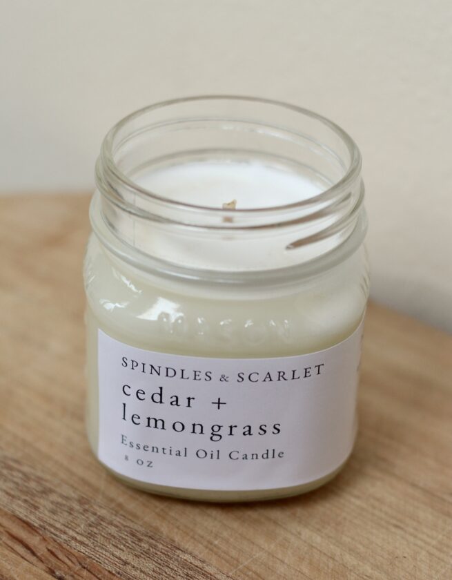 Cedar + Lemongrass Essential Oil Candle - Image 5